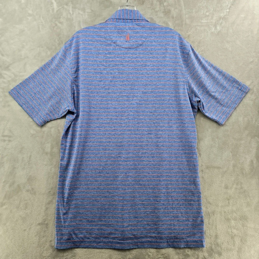 johnnie-O Polo Shirt Mens M Blue Striped Medinah Country Club Short Sleeve